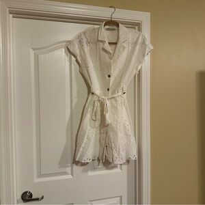 Zara white Eyelet Button-Up dress